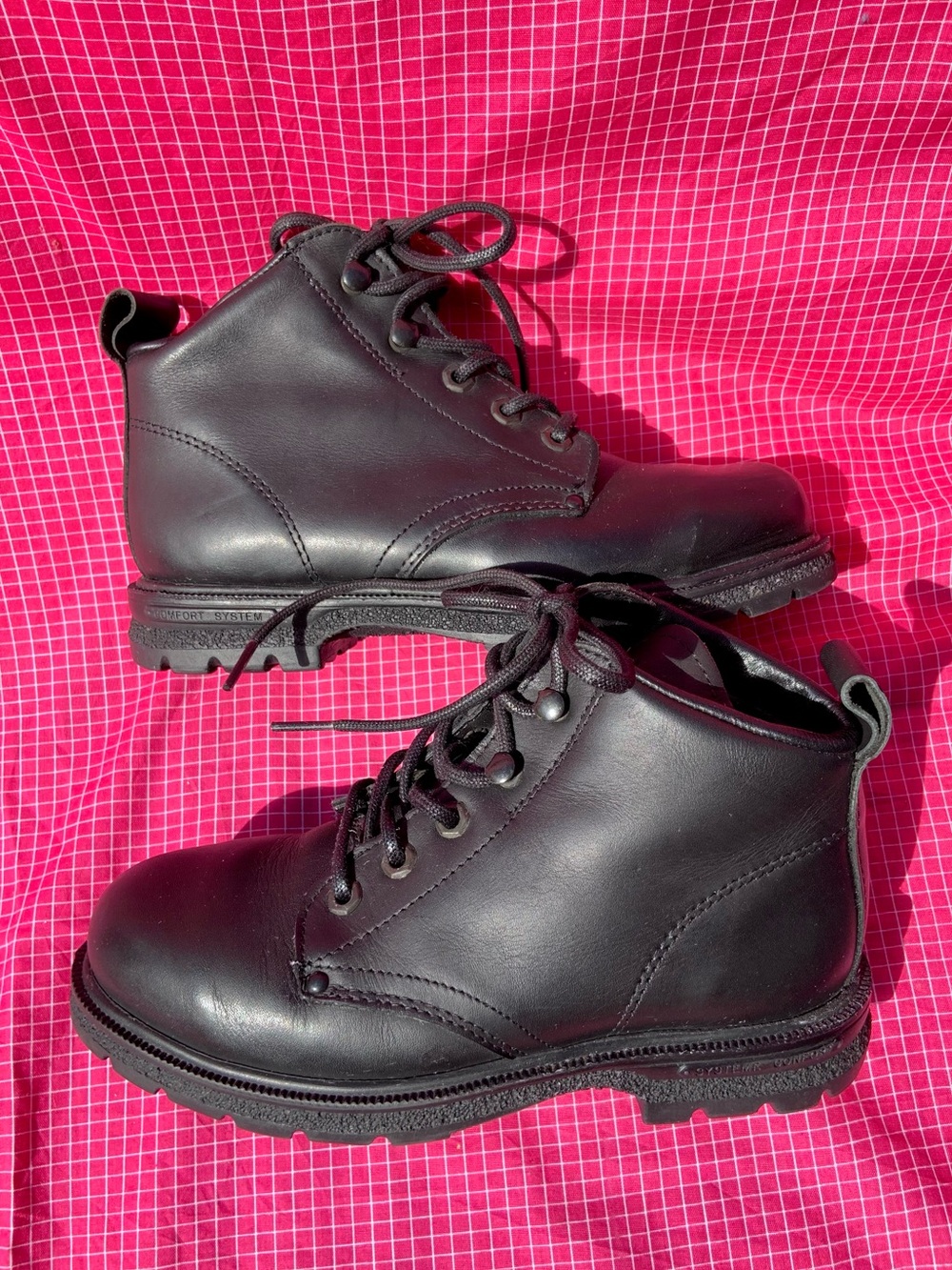 Vintage Black Steel Toe Short Lace Up Work Boots - Size 7US Women’s